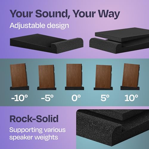 Image of Pair of Studio Monitor Isolation Pads Premium Acoustic Foam to Elevate Audio Ideal Speaker Foam for 6.5-8 Inch Speakers Enhanced with Vibredux HD Foam for Superior Isolation