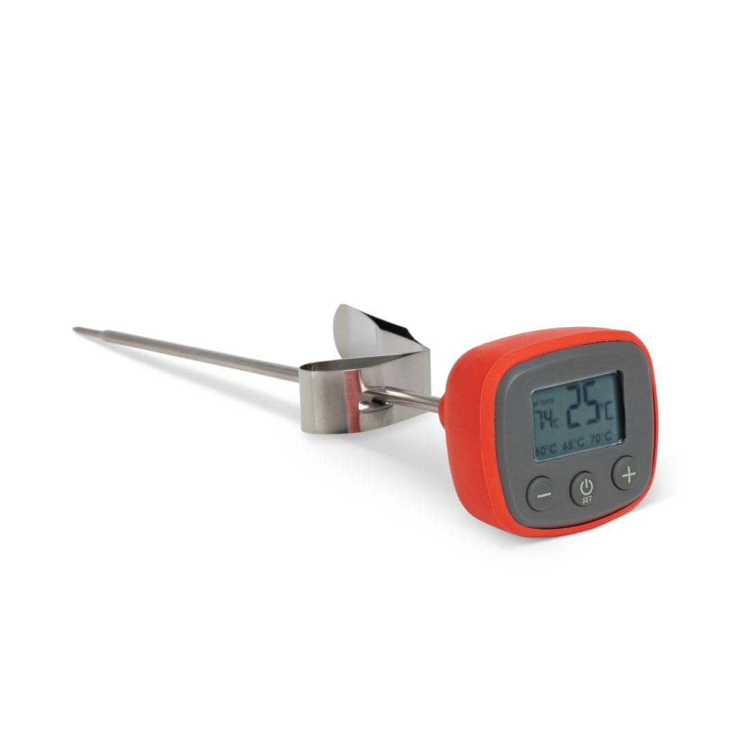 Digital Milk & Liquid Thermometer with Loud Temperature Alarm - 175mm Long Probe - Ideal for Coffee Frothing, Candle Making, Yogurt & Candy - Instant Read Food-Grade Stainless Steel