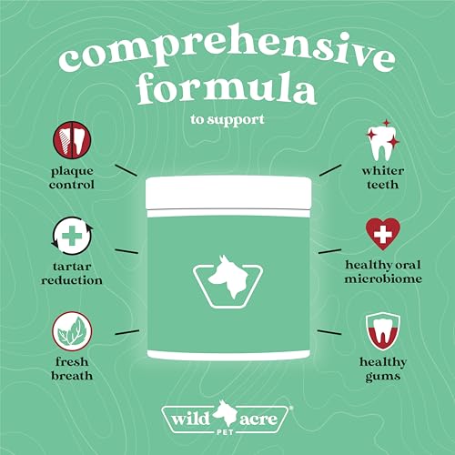 Image of Wild Acre Dental Powder for Dogs - Dog Breath Freshener Dental Powder for Teeth Cleaning Plaque Off, Dental Care for Dogs, Tartar Remover for Teeth - Fresh Breath Probiotics (Pack of 2)
