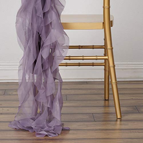 Balsa Circle 10 Amethyst Curly Chiffon Chair Sashes Bows Ties - Wedding Party Ceremony Reception Decorations Cheap Supplies Wholesale