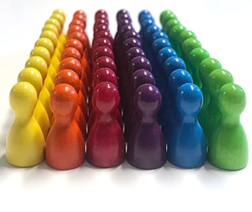 Spielfiguren aus Holz für Brettspiele, Bunte Mischung, besondere Farben, Halmakegel Gr. 12/24 mm, 60 Stück (6x10… – Bild 3