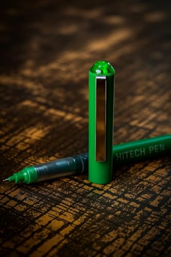 Image of Figo A9 Hi-Tech Liquid Roller Pen, 0.6mm Metal Tip, Smooth Writing, Comfortable Grip (Pack of 7) (Green)