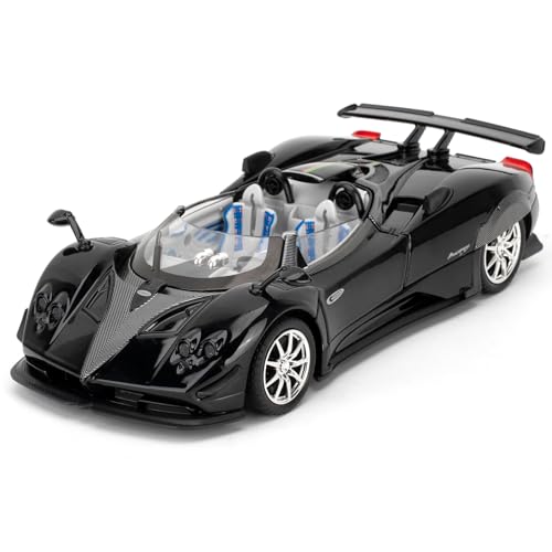 LOVEPOSELY 1/24 Car Model Compatible for Collectible Pagani Zonta HP Diecast Toy Car,Zinc Alloy Pull Back Cabriolet Vehicles Toy with Sound and Light for Adult Boys Girls (Black)