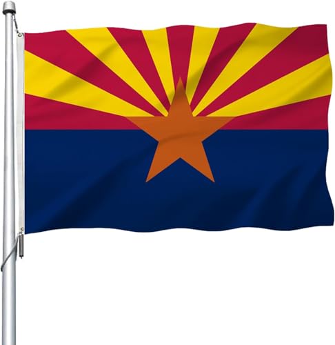 WANSHUNDE Arizona Flag 3x5 Outdoor Double Sided - Heavy Duty Polyester State of Arizona Flags for Outside 4 Rows Hemming AZ Flag with 2 Brass Grommets