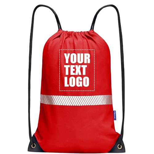 Image of AYKRM Custom Red Drawstring Backpack Bag work Sackpack logo