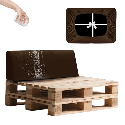 SYLC Impermeable Funda De Cojines Palets Exterior Jardin, Elástico Terciopelo Fundas para Palés, Protectores De Muebles Madera Sofa Terraza Lavable (Caramel,Back 120×40×10/20cm)