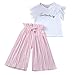 Produktbild Cuteelf Mädchen Anzug Kinder Baby Mädchen Brief T-Shirt Tops + gekräuselte lose Hosen Kleidung Kinder Mädchen Buchstaben fliegenden Ärmeln Hemd Grube weites Bein Hosen zweiteilig