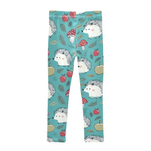 Wusikd Cute Hedgehog Girls' Leggings Toddler Doodles Kids Yoga Pants Dance Active Tights 4T2
