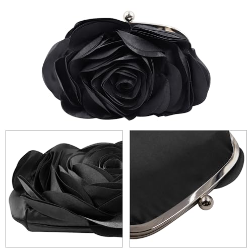 Mini Women Rose Clutch Bags Evening Handbag with Detachable Chain for Wedding Party - Image 3
