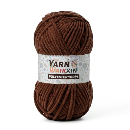 Image of Soft Chenille Yarn for Crocheting, Fluffy Chunky Crochet Yarn for Baby Blanket, (1.76oz /65.6yds) Fuzzy Velvet Yarn for Amigurumi&DIY Puzzle、Crafts、Scarf(Coffee)