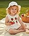SODLON Toddler Girl Clothes 18-24 Months Baby Ruffle Sleeveless Cream Strawberry Crochet Tank Top Infant Shorts Sets with Hat Cute Gifts Beach Summer Outfits Clothing