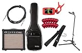 Rocktile E-Gitarren Add On Komplettset Full - 7 piezas: amplificador 15W, funda, correa, soporte, afinador, cable y 12 púas para guitarra eléctrica.