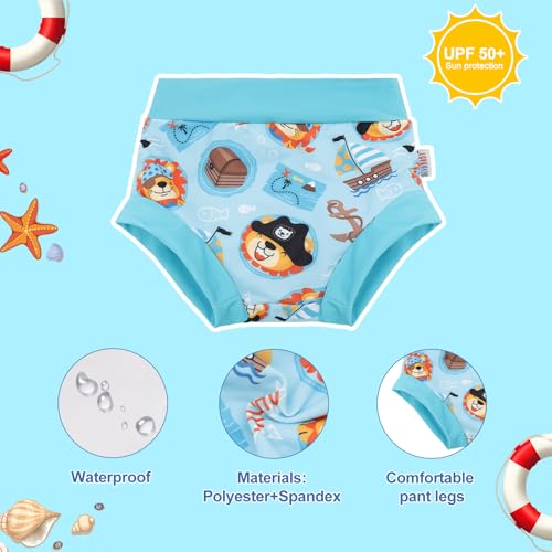 Image of ALVABABY 3 Pack Reusable Baby Boys Swim Diapers UPF 50+ Washable Toddler Beach Diapers