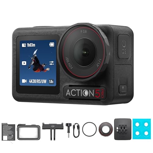 DJI Osmo Action 5 Pro Standard Combo mit Zubehör, Action Cam 4K mit 1/1,3' Sensor, 4K/120fps Videokamera, Motivverfolgung, Stabilisierung, Kamera Dual OLED Touchscreens (Action 5 Pro Standard)