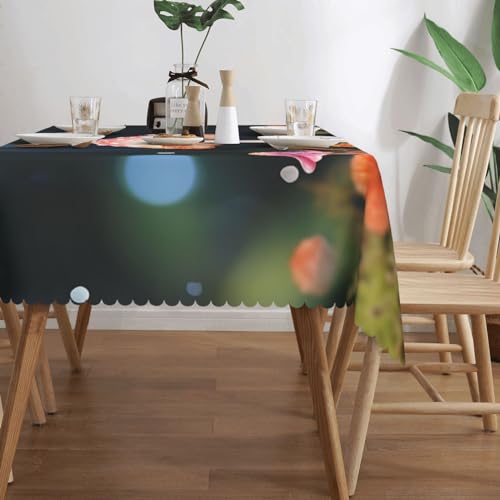 Nappe rectangulaire imperméable champignons colorés 137x183 cm pour table de cuisine