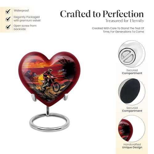 Image of Motorcycle Urn for Human Ashes Mom - Biker Keepsake for Dad 3 Inch | Mini Cremation Urns for Adult Female Human Ashes Funeral Memorial Keepsake