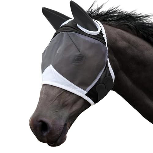 Fliegenmaske Pferd, Atmungsaktive Fliegenhaube Pferd, Schutz Vor Fliegen Und UV-Strahlen, Hochwertige Nylon Fliegenmaske Für Warmblut Frühlingsangebote Spare