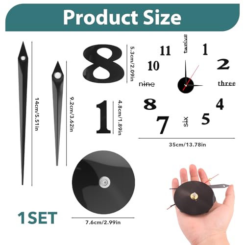 Miniatura 2 de Reloj De Pared Grande Adhesivo De 40 Cm Diy Reloj De Pared Moderno Con Movimiento Silencioso Estilo Fácil Montar Decoración Ideal Para Sala Estar Dormitorio Cocina Oficina Negro Pared Hotel New Year