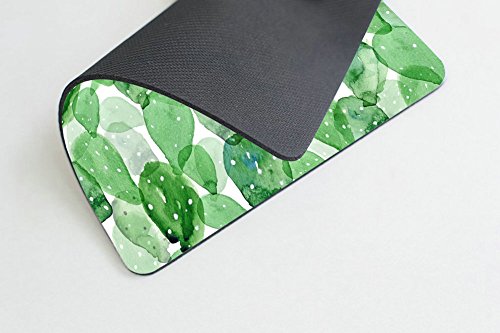 Cute Watercolor Cactus Print Mouse Pad, Succulent Olive Green Botanical Mousepad #TOP2