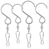 Mudder 4 Pack Swivel Hooks for Wind Spinners Swivel Clips for Hanging Wind Spinners S Hooks 360 Degree Crystal Twisters Party Supply