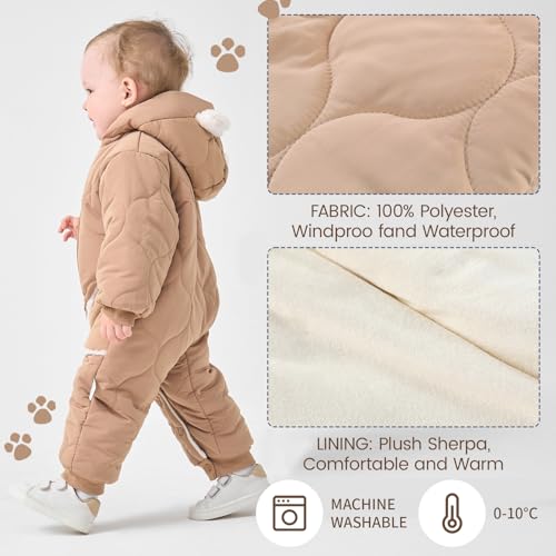 zeigt doppelten YKK-Reißverschluss - Detailansicht von JiAmy Baby Schneeanzug Bär Deal – Dealfoxx.de