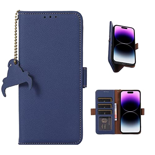 Housse haut de gamme pour Google Pixel 8a avec rabat en cuir synthétique bleu antichoc