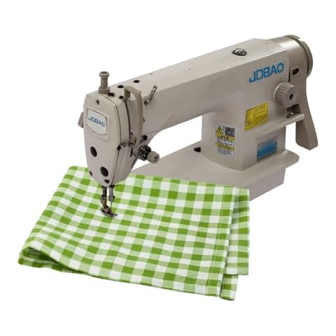 Gbonklong 550W White Industrial Sewing Machine, 110V Iron Upholstery Sewing Machine Commercial Sewing Machine for Vinyl, Upholstery, Synthetic Materials for Materials -Only Excluding Motor (No Table) Cover