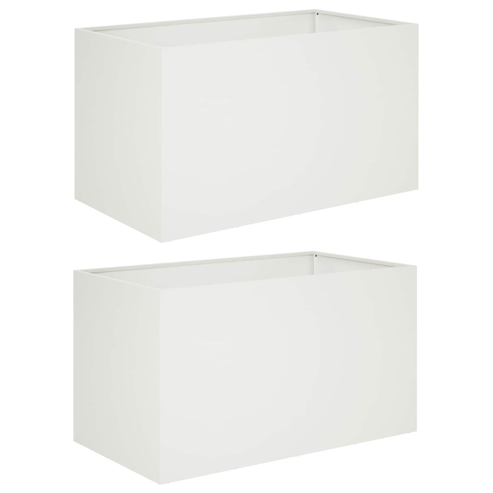 vidaXL Garden Planter 2 pcs White 80 x 50 x 50 cm Cold-rolled Steel