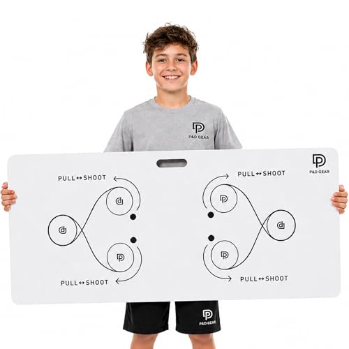 P&D Gear Hockey Shooting Pad 24x48 2-in-1 Reversible Shooting & Stickhandling Trainer with Drill Synthetic Ice Training Mat for Off-Ice Practice (8 sq ft)