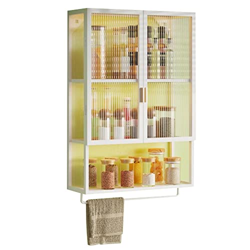 TWHZSAI Mueble de baño de Pared con Barra para Toallas, sin Taladro, Estante para tocador de baño, para lavadero y Cocina, Color Blanco, 30 x 14,5 x 70 cm