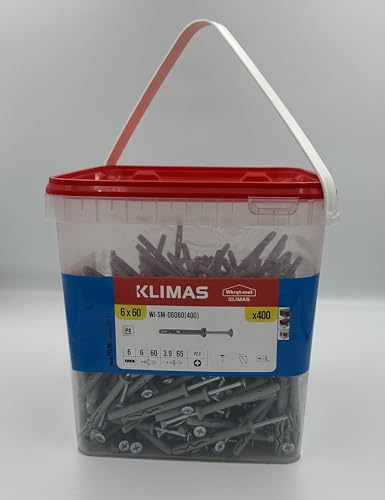 Juego de tacos de impacto de montaje rápido con cuello y tornillos de cabeza avellanada BIG BOX | Tacos para clavos de hormigón poroso, tacos de plástico (6 x 60-400 unidades)