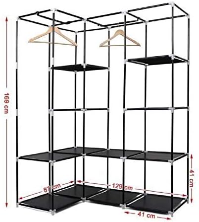 Miniatura 2 de WOHLLEBEN Organizador de armario independiente de tela no tejida negra, organizador de armario, portátil, armario para colgar ropa, armario con