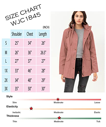 Made By Johnny MBJ WJC1845 Women's Zip Up Safari Military Anorak Jacket with Hood Drawstring M Wine - Thumbnail 6