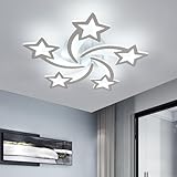 Goeco Moderne LED Deckenleuchte, 60W Wohnzimmerlampe, Deckenlampe Deckenbeleuchtung für Wohnzimmer Schlafzimmer Kinderzimmer, 6500K kühles weißes Licht, Silber