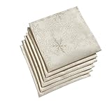 Celebright Christmas Pack of 6 Napkins - Square 17 x 17 Inches (43 x 43 cm) - Ideal Xmas Dinner Table Decorative Settings - Metallic Blizzard Snowflake Embossed Design - Cream & Metallic Gold - Image 1