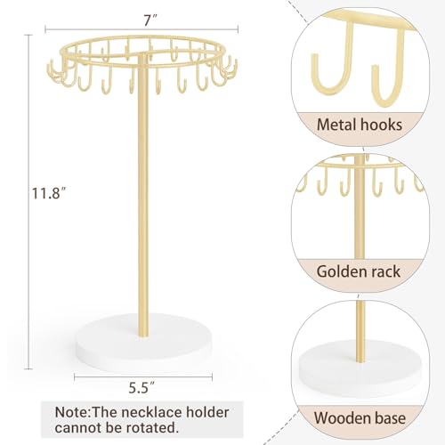 image for Mkono Necklace Holder Metal Jewelry Display Stand Necklace Organizer w