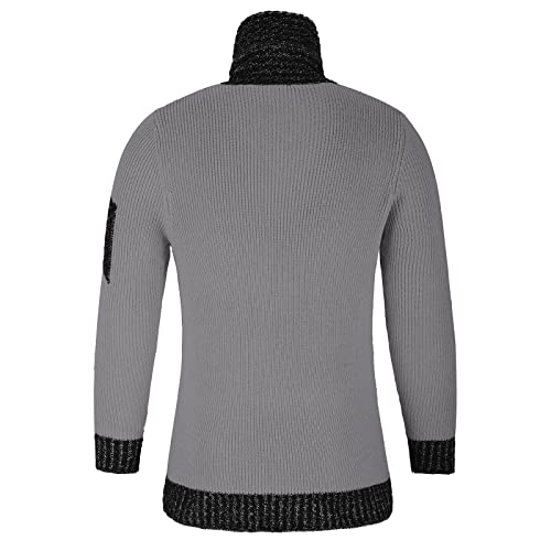 Scarf Collar Knitted Sweater for Men Turtleneck Sweaters Long Sleeve Rib-Knit Pullover Slim Fit Comfort Jumper Top3
