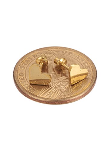18k Gold Plated Screw Back Heart Stud Hypoallergenic Earrings for Kids, Baby, Toddler, Little Girls with Surgical Steel Post for Ultra Sensitive Ears with Secure Safety Screwback2