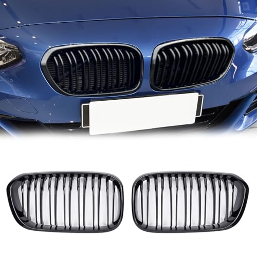 TTCR-II Kompatibel mit BMW F20 Nieren Schwarz Kühlergrill, Kühlergrill Streifen für 1er F20 F21 2015-2018 114 116 118 120 125 M135 M140, 2Stk Doppel Slats BMW 1er f21 Nieren 2015-2018