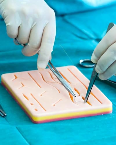 Chirurgisches Nahtset Wundnaht-Übungsset: Silikon Hautmodell Realistisch mit Instrumenten für Übung Medizinstudium Anfänger Studenten Ärzte