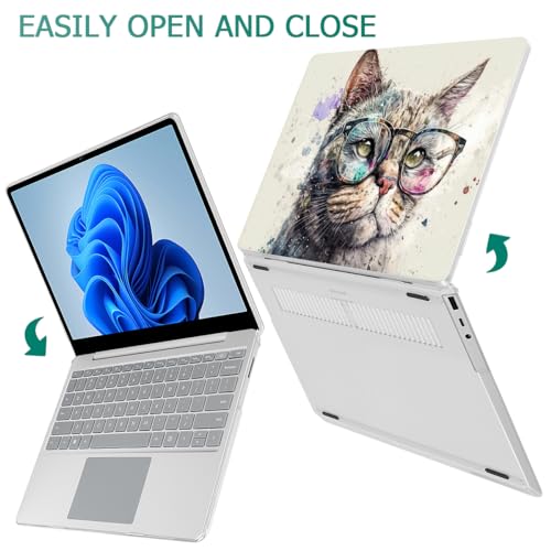 May Chen for 15 inch Microsoft Surface Laptop 3/4/5 with Metal Palm Rest Models:1872 1873 1953 1979, Plastic Hard Shell Case with Screen Protector & Keyboard Cover & Dust Plug, Cute Cat