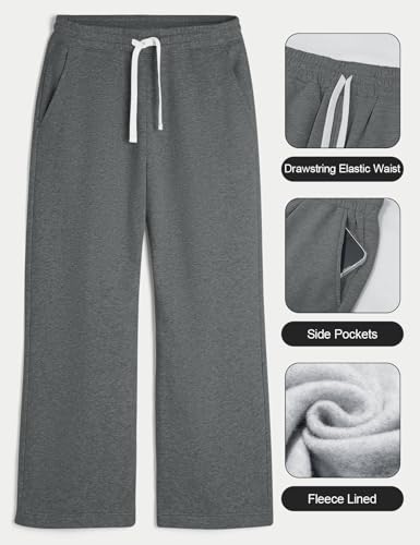 Image of HeSaYep Men's Baggy Sweatpants Cotton Fleece Wide Leg Sweat Pants