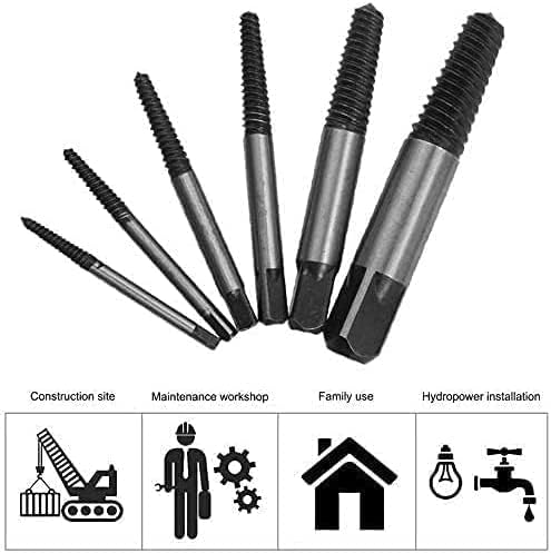 UPTODATETOOLS 6Pcs Damaged Screw Extractor Set Chrome Vanadium Steel Damaged Bolt Screw Extractor Remover Broken Bolt Stripped Screw Extractor Kit 3