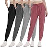 GAYHAY 4 Pack Joggers with Pockets for Women - Ultra-Soft Women Sweatpants for Lounge Yoga Workout