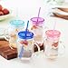 Zephyr Canyon Plastic Mason Jars with Handles, Lids and Straws | 20 oz Double Insulated Tumbler with Straw | 4 Pack Set of 4 | Wide Mouth Mason Jar Mugs | Cups for Kids and Adults…