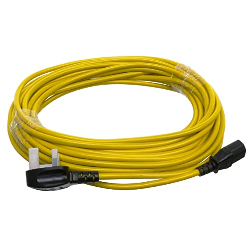 Paxanpax 113-KA-17166C - Cable de alimentación amarillo y conector 13A para aspiradoras Karcher T7/1, T9/1, T10/1, T12/1, T12/1ADV (12 metros), plástico