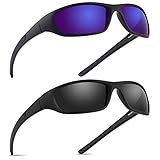 Vimbloom Sonnenbrille Herren Polarisierte Sportbrille Fahrradbrille mit UV 400 Schutz Autofahren Laufen Radfahren Golf für Angeln Herren Damen VI367 (Schwarz Matt schwarz mit Schwarz blau)
