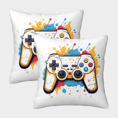 WZXYMXDP Gamer Fundas Cojines Decorativa Juego De 2 Gamepad Funda De Almohada Funda De Cojín 3D con Fundas De Cojín Decorativas 50x50cm