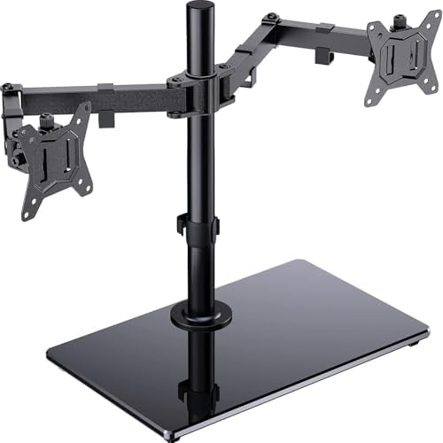 ErGear Dual Monitor Stand for 13”- 32” Screen, Freestanding Dual Arm Desk Mount with Sturdy Base, Gaming Double Monitor Stand Hold 8KG/Arm