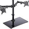 ErGear Supporto per Monitor Schermo 13”-32” con Movimento Fluido Supporto Doppio Monitor Base Allargata Maggiore Capacità di Carico Inclinazione ±45° Girevole 180° Rotazione 360° Peso Max 8KG